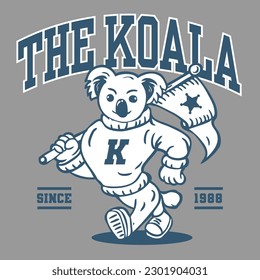 Koala Mascot Character Design in Sport Vintage Athletic Style Vector Design