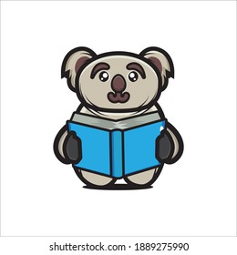 Koala mascot illustration design read a book