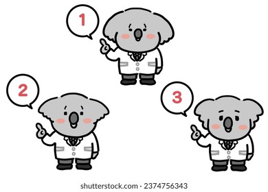Koala medical worker with number tag.