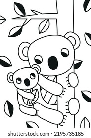 Koala Mom And Baby Vector Illustration