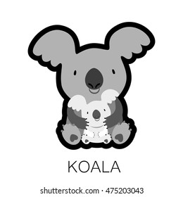 KOALA. Mom hugging baby. Australian marsupial bear. Vector Illustration. 

