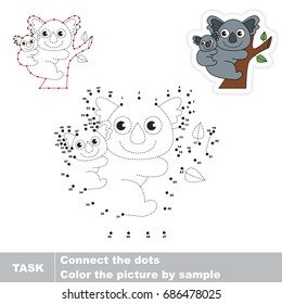 Koala Mother and Baby. Dot to dot educational game for kids.