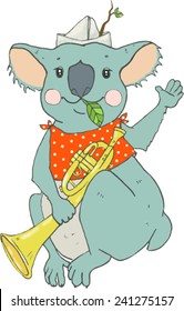 Koala musician with trumpet