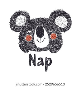 Koala Nap Illustration perfect for fun, child-friendly designs. 