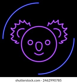 koala neon sign, modern glowing banner design, colorful modern design trend on black background. Vector illustration.