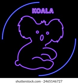 koala neon sign, modern glowing banner design, colorful modern design trend on black background. Vector illustration.