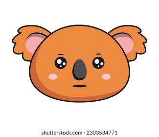 Koala Neutral Face Brown Koala Stiker Kawaii Isolated