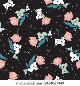 Koala Nighttime Adventure Umbrella Vector Pattern can be use for background and apparel design