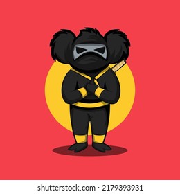 koala ninja vector illustration, koala cartoon vector, animal vector