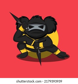 koala ninja vector illustration, koala cartoon vector, animal vector