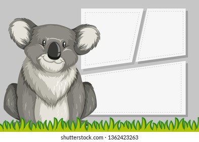 Koala in note template illustration