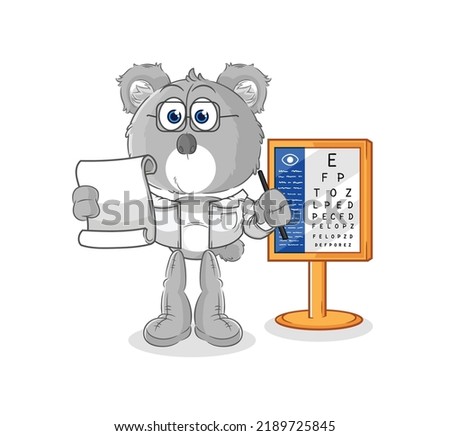 the koala oculist cartoon. cartoon mascot vector