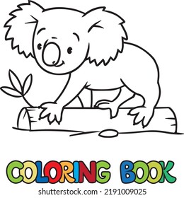 Koala en el registro. Libro de coloración infantil