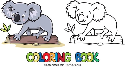 Koala en el registro. Libro de coloración infantil