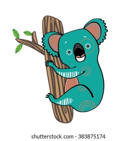 Koala on the three
vector illustration of the koala