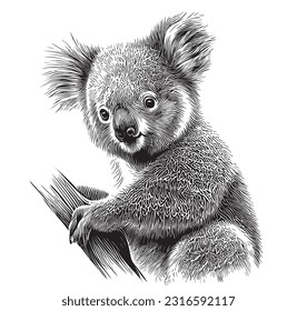 Koala auf Baumskizze, Vektorgrafik, Wildtiere