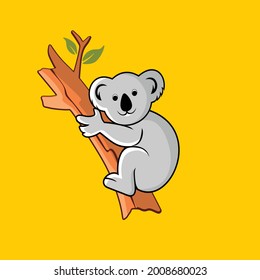 Koala auf dem Baum zur Illustration von Logo-Hintergrund und Symbol