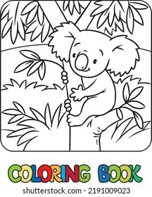 Koala en el árbol. Libro de coloración infantil