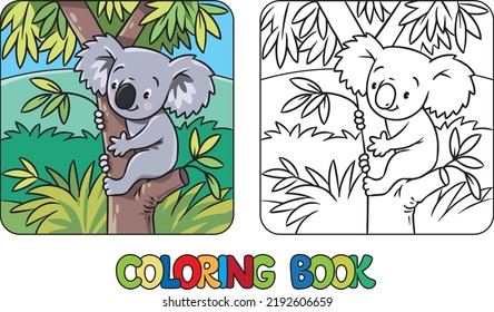 Koala en el árbol. Libro de coloración infantil