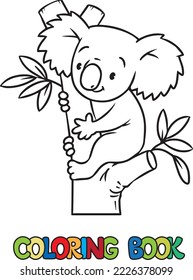 Koala en el árbol. Libro de coloración infantil