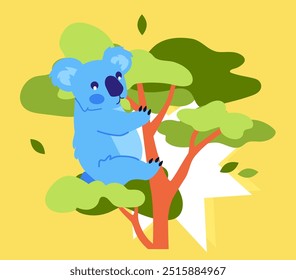 Koala on a tree - modern colored vector illustration