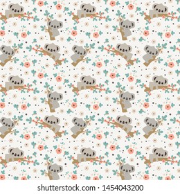 Koala on a tree seamless pattern