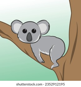 Koala on tree vector illustration