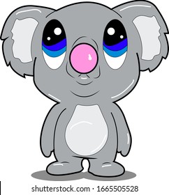 A koala is on a white background.
