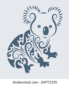 Koala ornament vector. Animal with floral ornament decoration. Use for t-shirt, tattoo or any design you want. Easy to change color