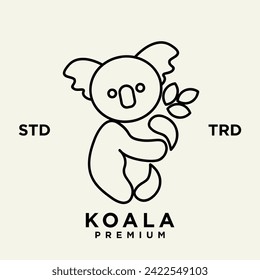 Koala outline logo icon. Australian animal for web and design template