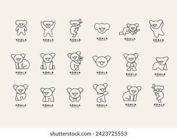 Koala outline logo icon. Australian animal for web and design template