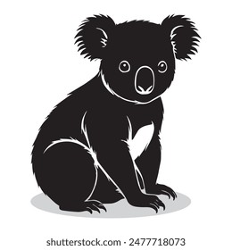 Koala outline and symbols. Dark level variety basic exquisite white foundation Koala animal vector and silhouette icon.