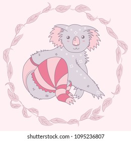 Koala in pants and stockings on cute flat style. Vector illustration.