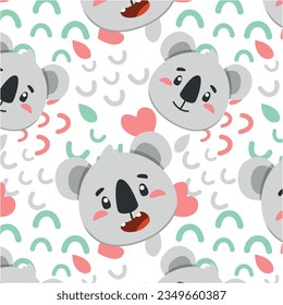 koala pattern, vector graphics for your design, cute animal face