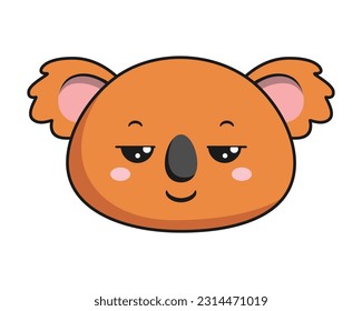 Koala Pensive Face Brown Koala Stiker Kawaii Isolated