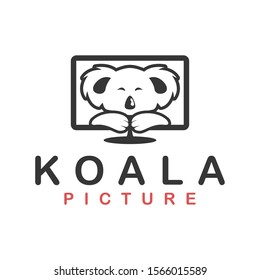 Koala picture in led monitor display modern cute animal logo