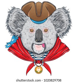 koala with pirate hat illustration