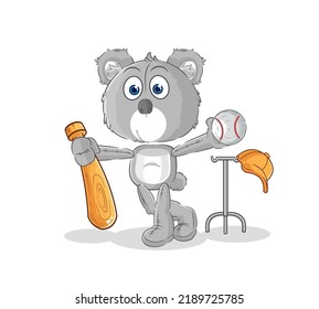 the koala playing baseball mascot. cartoon vector