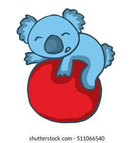 Koala playing big ball cartoon