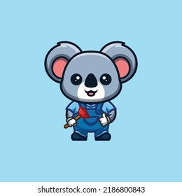Logo de la mascota Kawaii creativa de plomo de Koala Plumber Cute