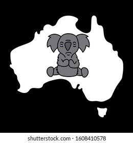 Koala praying for Australia cartoon vector illustration