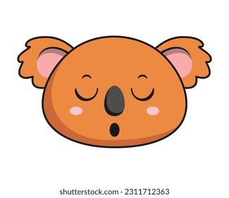 Koala Relieve Face Brown Koala Stiker Kawaii Isolated