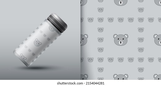 Koala seamless pattern with bottle