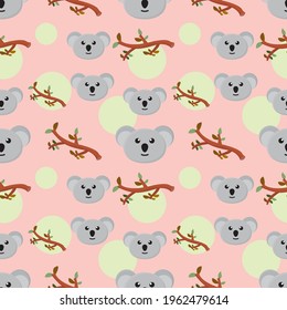 koala seamless pattern flat illustration vector graphic