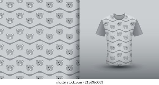 Koala seamless pattern with shirt