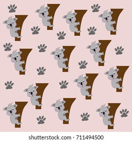 koala seamless pattern. vector cartoon illustration