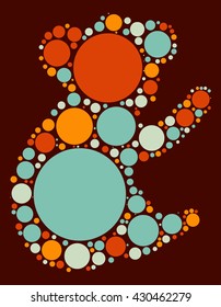 Koala  shape vector design by color point