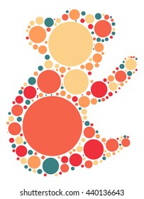 Koala shape vector design by color point
