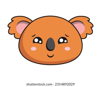 Koala Shy Face Brown Koala Stiker Kawaii Aislado