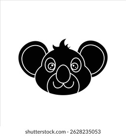 koala silhouette, Koala Head Silhouette - Animal Icon, Black silhouette vector illustration of a cute koala head. Perfect for icons, logos, signs, and flat graphic designs.